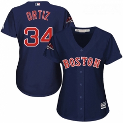 Womens Majestic Boston Red Sox 34 David Ortiz Authentic Navy Blue Alternate Road 2018 World Series Champions MLB Jersey Womens Majestic Boston Red Sox 34 David Ortiz Authentic Navy Blue Alternate Road 2018 World Series Champions MLB Jersey