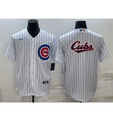 Men Chicago Cubs White Team Big Logo Cool Base Stitched Jersey