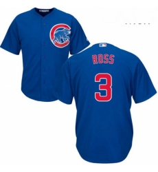 Mens Majestic Chicago Cubs 3 David Ross Replica Royal Blue Alternate Cool Base MLB Jersey