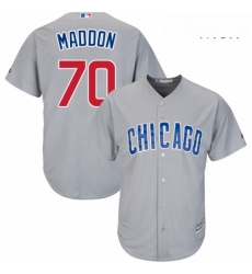 Mens Majestic Chicago Cubs 70 Joe Maddon Replica Grey Road Cool Base MLB Jersey