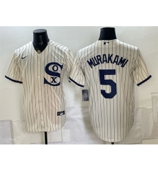 Men Chicago White Sox 5 Munetaka Murakami Cream Cool Base Stitched Baseball Jersey Men Chicago White Sox 5 Munetaka Murakami Cream Cool Base Stitched Baseball Jersey