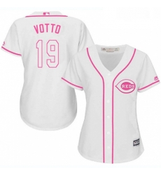 Womens Majestic Cincinnati Reds 19 Joey Votto Authentic White Fashion Cool Base MLB Jersey