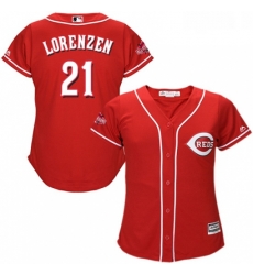 Womens Majestic Cincinnati Reds 21 Michael Lorenzen Authentic Red Alternate Cool Base MLB Jersey