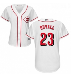 Womens Majestic Cincinnati Reds 23 Adam Duvall Replica White Home Cool Base MLB Jersey