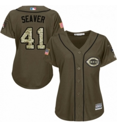 Womens Majestic Cincinnati Reds 41 Tom Seaver Authentic Green Salute to Service MLB Jersey 