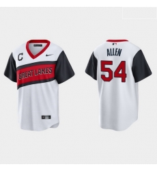 Men Cleveland Indians 54 Logan Allen Men Nike White 2021 Little League Class Game MLB Jersey