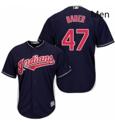 Mens Majestic Cleveland Indians 47 Trevor Bauer Replica Navy Blue Alternate 1 Cool Base MLB Jersey