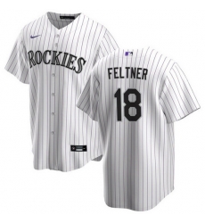 Men Colorado Rockies 18 Ryan Feltner White Stitched Baseball Jersey