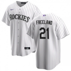 Men Colorado Rockies 21 Kyle Freeland White Stitched Baseball Jersey