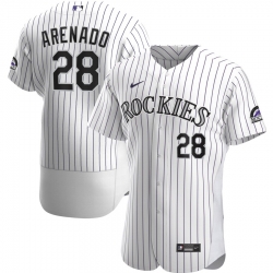 Men Colorado Rockies 28 Nolan Arenado Men Nike White Home 2020 Flex Base Player MLB Jersey