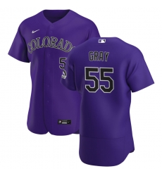 Men Colorado Rockies 55 Jon Gray Men Nike Purple Alternate 2020 Flex Base Player MLB Jersey