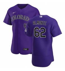 Men Colorado Rockies 62 Yency Almonte Men Nike Purple Alternate 2020 Flex Base Player MLB Jersey