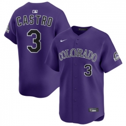 Men Colorado Rockies Nike Purple Alternate Limited Jersey Castro Willi 3