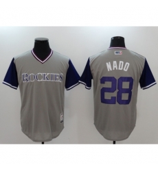 Men's Colorado Rockies #28 Nolan Arenado Gray Baseball Jersey