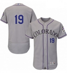 Mens Majestic Colorado Rockies 19 Charlie Blackmon Grey Road Flex Base Authentic Collection MLB Jersey