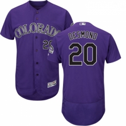 Mens Majestic Colorado Rockies 20 Ian Desmond Purple Flexbase Authentic Collection MLB Jersey