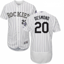 Mens Majestic Colorado Rockies 20 Ian Desmond White Flexbase Authentic Collection MLB Jersey