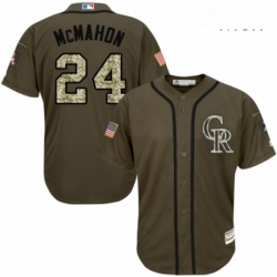 Mens Majestic Colorado Rockies 24 Ryan McMahon Authentic Green Salute to Service MLB Jersey 