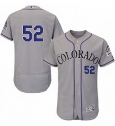 Mens Majestic Colorado Rockies 52 Chris Rusin Grey Road Flex Base Authentic Collection MLB Jersey