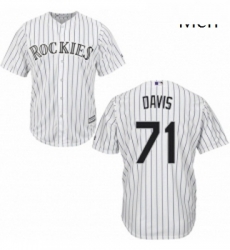 Mens Majestic Colorado Rockies 71 Wade Davis Replica White Home Cool Base MLB Jersey 