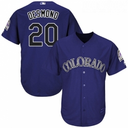 Youth Majestic Colorado Rockies 20 Ian Desmond Replica Purple Alternate 1 Cool Base MLB Jersey