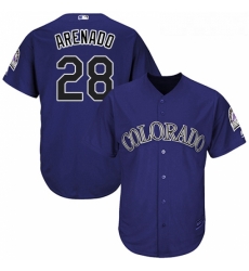 Youth Majestic Colorado Rockies 28 Nolan Arenado Authentic Purple Alternate 1 Cool Base MLB Jersey