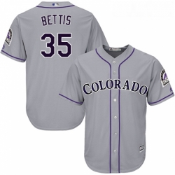 Youth Majestic Colorado Rockies 35 Chad Bettis Replica Grey Road Cool Base MLB Jersey