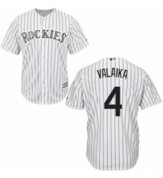 Youth Majestic Colorado Rockies 4 Pat Valaika Replica White Home Cool Base MLB Jersey 