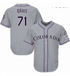 Youth Majestic Colorado Rockies 71 Wade Davis Replica Grey Road Cool Base MLB Jersey 