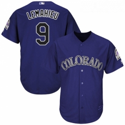 Youth Majestic Colorado Rockies 9 DJ LeMahieu Replica Purple Alternate 1 Cool Base MLB Jersey