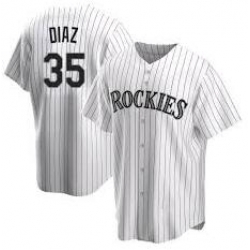 Youth Nike Colorado Rockies 35 Elias Diaz White Cool Base MLB Jersey