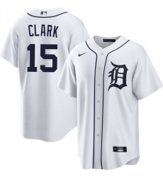 Men Detroit Tigers 15 Max Clark White 2026 Cool Base Stitched Baseball Jersey Men Detroit Tigers 15 Max Clark White 2026 Cool Base Stitched Baseball Jersey