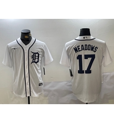 Men Detroit Tigers 17 Parker Meadows White Cool Base Stitched Baseball Jersey