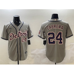 Men Detroit Tigers 24 Miguel Cabrera Grey Cool Base Stitched Baseball Jersey