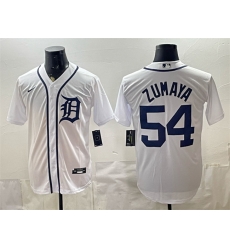 Men Detroit Tigers  54 Joel Zumaya White Cool Base Stitched Baseball Jersey
