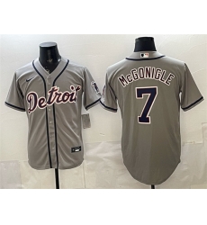 Men Detroit Tigers 7 Kevin McGonigle Grey Cool Base Stitched Baseball Jersey Men Detroit Tigers 7 Kevin McGonigle Grey Cool Base Stitched Baseball Jersey