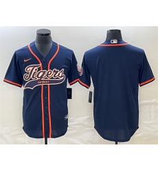 Men Detroit Tigers Blank Navy Cool Base Stitched Baseball Jersey