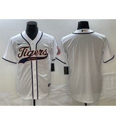 Men Detroit Tigers Blank White Cool Base Stitched Baseball Jersey