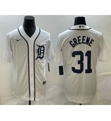 Men's Detroit Tigers #31 Riley Greene White Cool Base Stitched Jersey