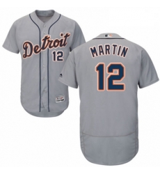 Mens Majestic Detroit Tigers 12 Leonys Martin Grey Road Flex Base Authentic Collection MLB Jersey