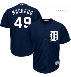 Mens Majestic Detroit Tigers 49 Dixon Machado Replica Navy Blue Alternate Cool Base MLB Jersey 