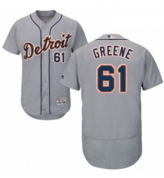 Mens Majestic Detroit Tigers 61 Shane Greene Grey Road Flex Base Authentic Collection MLB Jersey