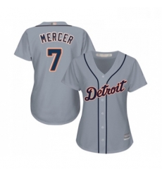 Womens Detroit Tigers 7 Jordy Mercer Replica Grey Road Cool Base Baseball Jersey 