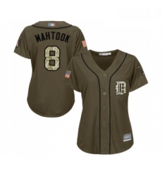 Womens Detroit Tigers 8 Mikie Mahtook Authentic Green Salute to Service Baseball Jersey 