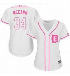 Womens Majestic Detroit Tigers 34 James McCann Authentic White Fashion Cool Base MLB Jersey