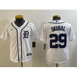 Youth Detroit Tigers 29 Tarik Skubal White Cool Base Stitched Baseball Jersey