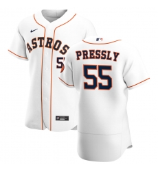 Men Houston Astros 55 Ryan Pressly Men Nike White Home 2020 Flex Base Player MLB Jersey