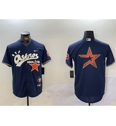 Men Houston Astros Navy Team Big Logo Cactus Jack Style Vapor Premier Limited Stitched Baseball Jersey 1