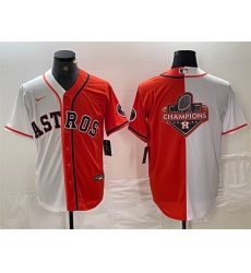 Men Houston Astros White Orange Split Team Big Logo With Patch Cool Base Stitched Baseball Jerseys