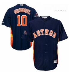 Mens Majestic Houston Astros 10 Yuli Gurriel Replica Navy Blue Alternate 2017 World Series Champions Cool Base MLB Jersey 